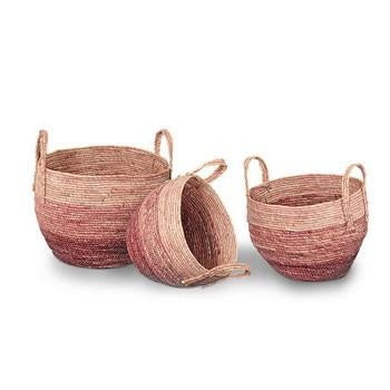 Contenitore tondo in erba rosa