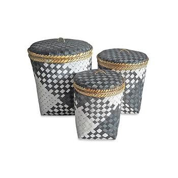 Contenitore in bambù bianco e nero