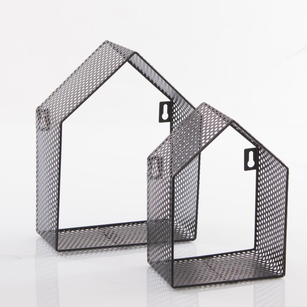 Mensola in metallo a forma di casetta, 20x10H26 cm, set di 2 (kit da 3)