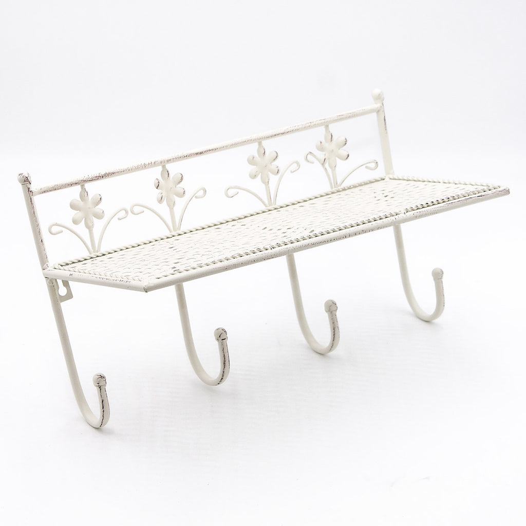 Mensola in metallo avorio, 40x18x23 cm