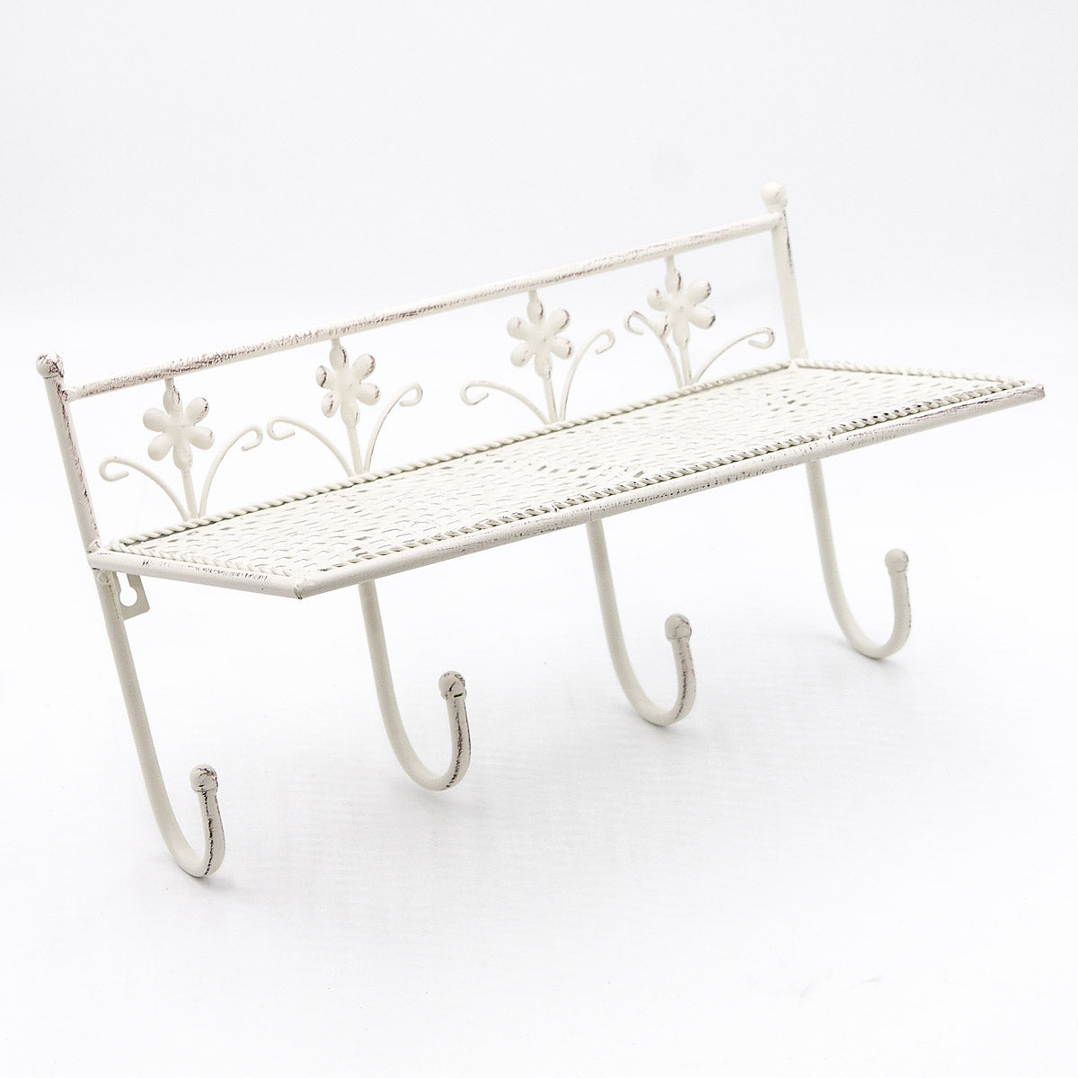 Mensola in metallo avorio, 40x18x23 cm