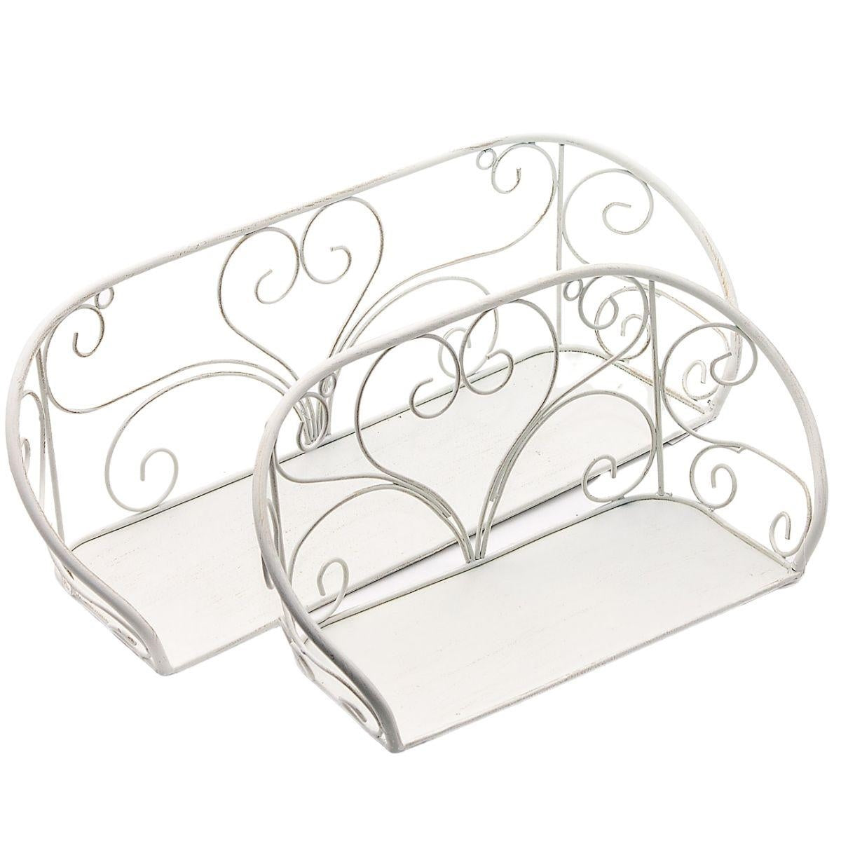 Mensola in metallo bianco, 52x15x17 cm, set di 2