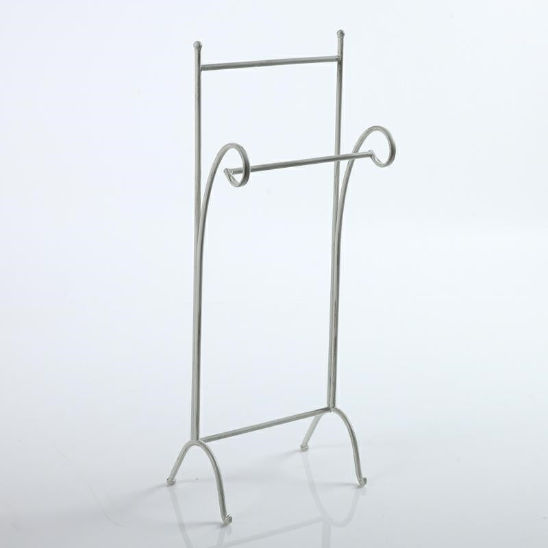 Porta asciugamani da bagno in metallo bianco anticato, 39x22x100 cm