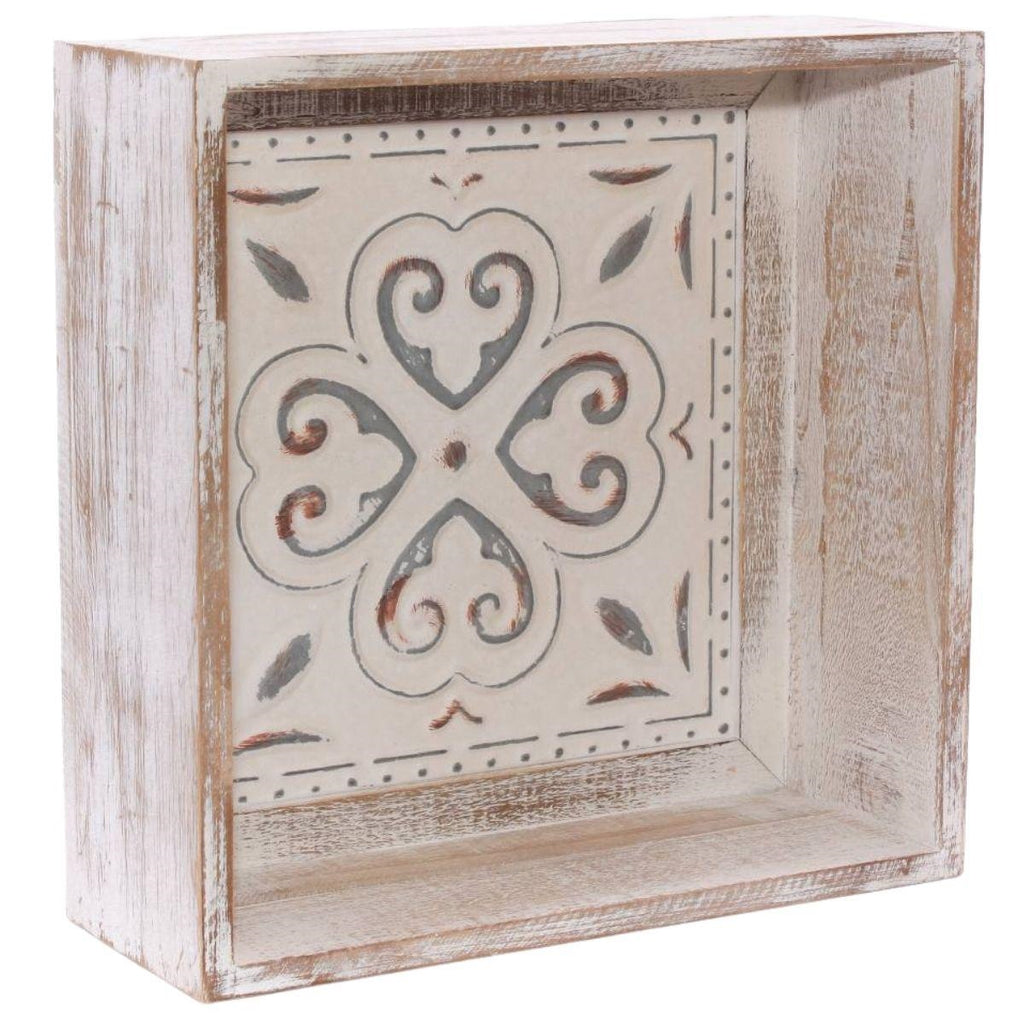 Mensola decorativa in abete e metallo, 32x12x32 cm