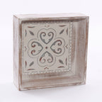 Mensola decorativa in abete e metallo, 32x12x32 cm