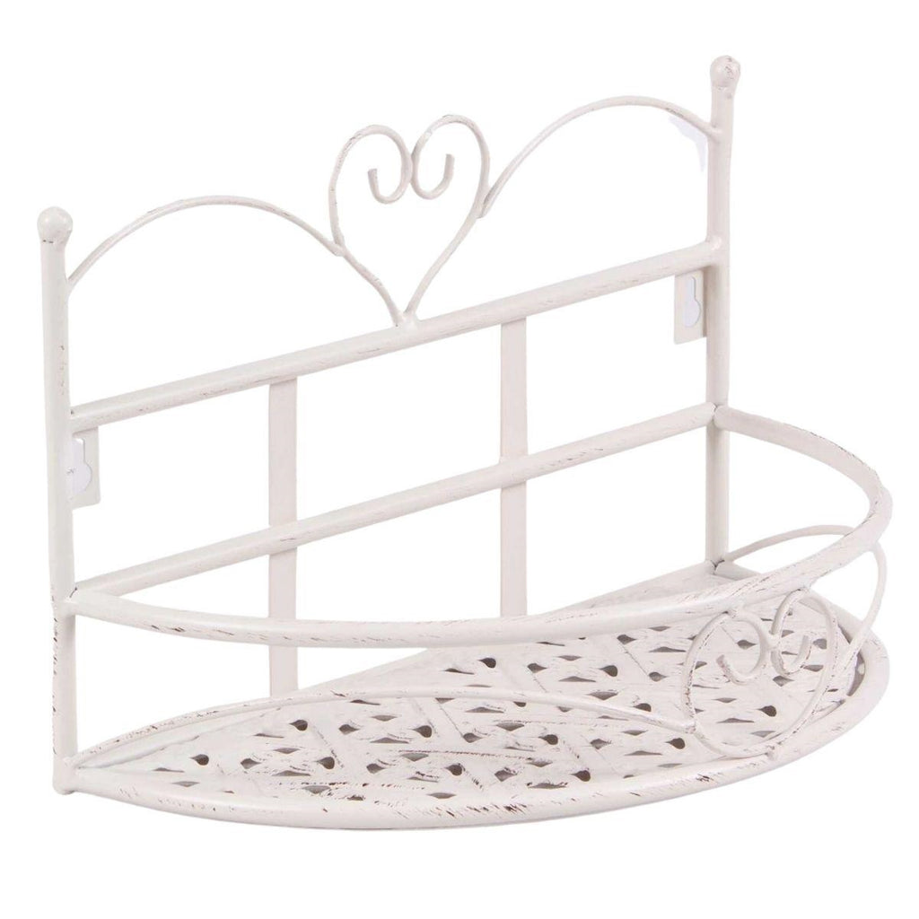 Mensola semirotonda in metallo bianco, 32x17H18,5 cm (kit da 3)