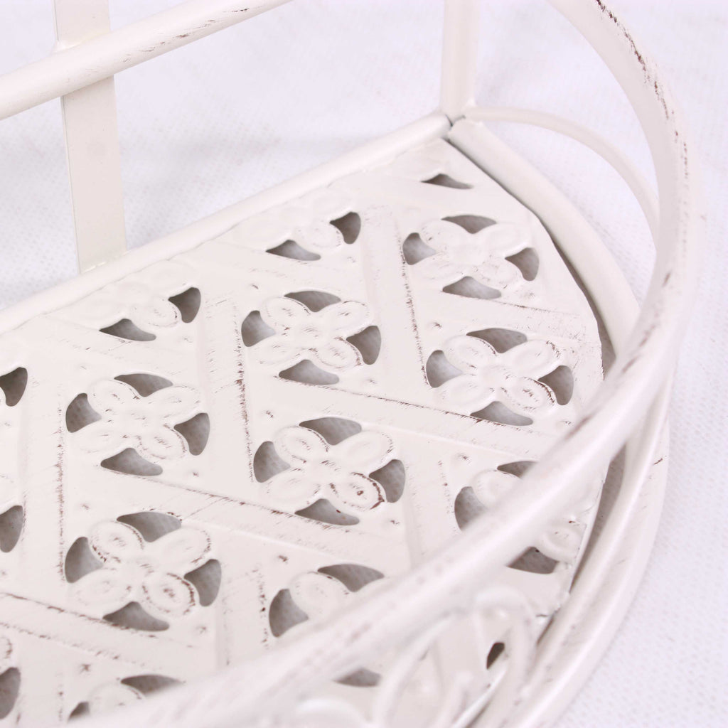 Mensola semirotonda in metallo bianco, 32x17H18,5 cm (kit da 3)