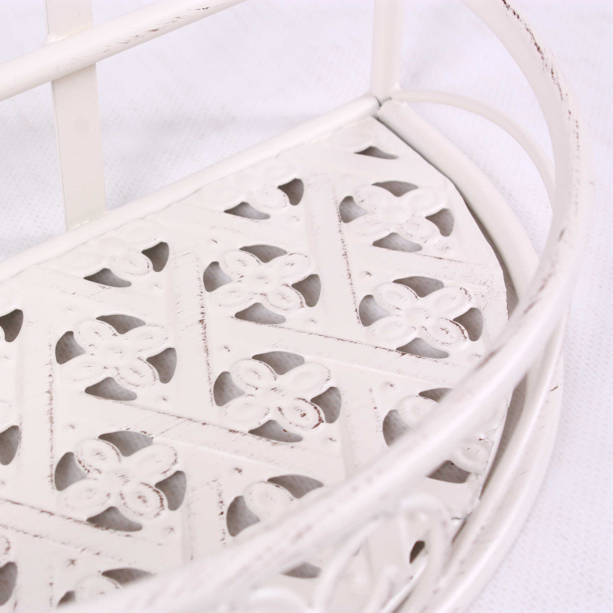 Mensola semirotonda in metallo bianco, 32x17H18,5 cm (kit da 3)