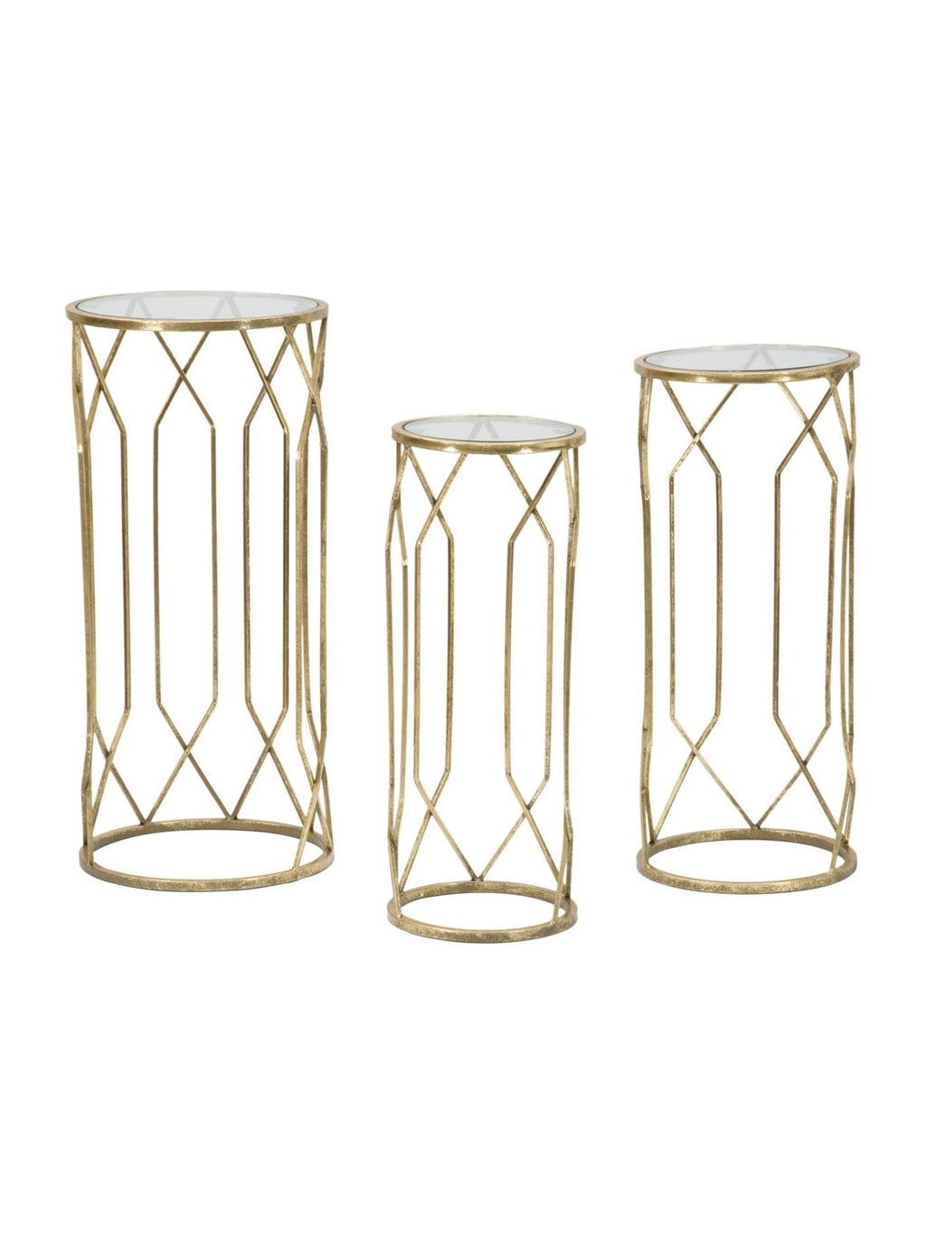 Colonnina portavaso in metallo oro, Ø32x71-28x65-23x61 cm – Portatelefono Tunisi