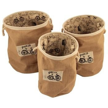 Porta biancheria tessuto beige bici