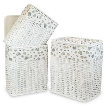 Portabiancheria collezione Romantic Chic, set di 3