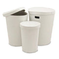 Portabiancheria tondo in cuoio e pvc bianco
