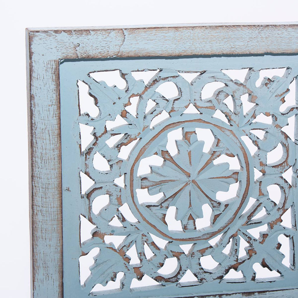 Appendiabiti da parete in legno di mango azzurro, 62x15x30 cm