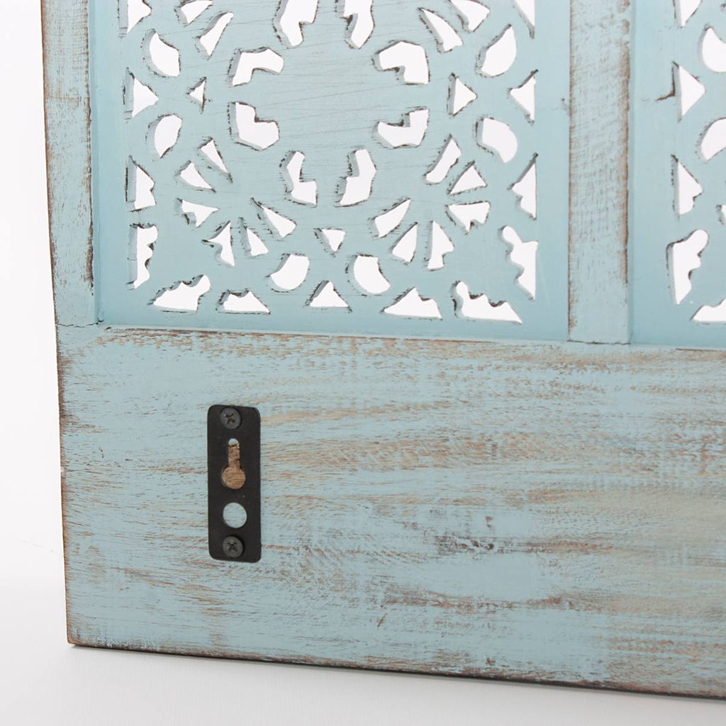 Appendiabiti da parete in legno di mango azzurro, 62x15x30 cm
