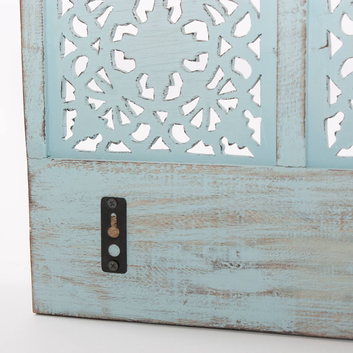 Appendiabiti da parete in legno di mango azzurro, 62x15x30 cm