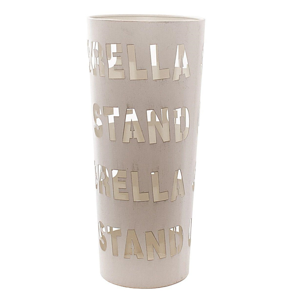 Portaombrelli in metallo bianco con scritte, Ø22H50 cm