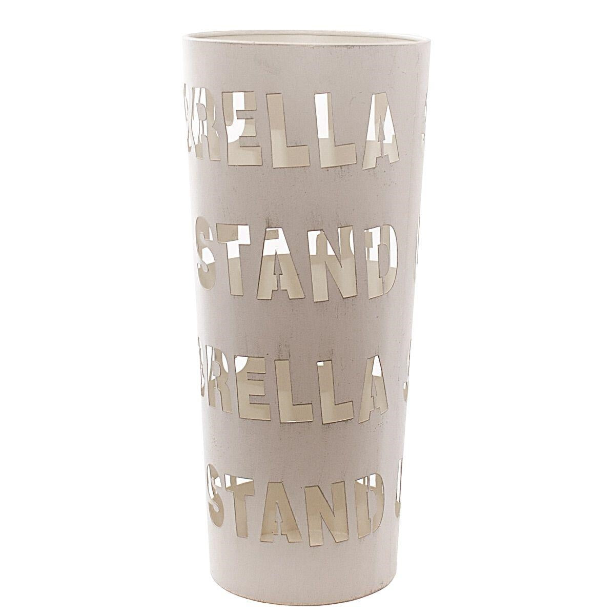 Portaombrelli in metallo bianco con scritte, Ø22H50 cm