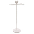 Portasciugamani a servomuto in metallo bianco con decoro a cuore, 33x22x91 cm