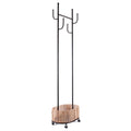 Appendiabiti su ruote in ferro nero e vimini, 50x32x175 cm