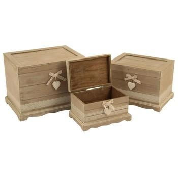 Bauletto in legno naturale con pizzo bianco