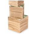 Bauletto in legno con decoro a foglie greenery