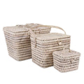 Baule in palma traforata, set di 3, 45x30, 35x25 e 28x18 cm