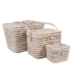 Baule in palma traforata, set di 3, 45x30, 35x25 e 28x18 cm