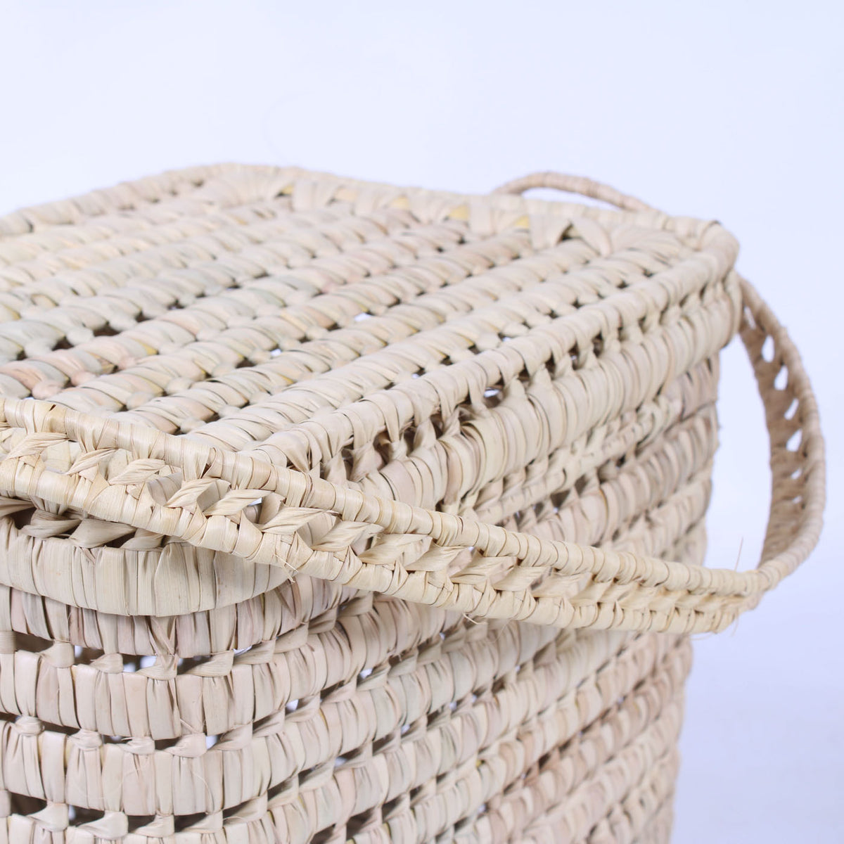 Baule in palma traforata, set di 3, 45x30, 35x25 e 28x18 cm
