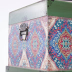 Baule in mdf fantasia verde, set di 3, 65x38H35 cm