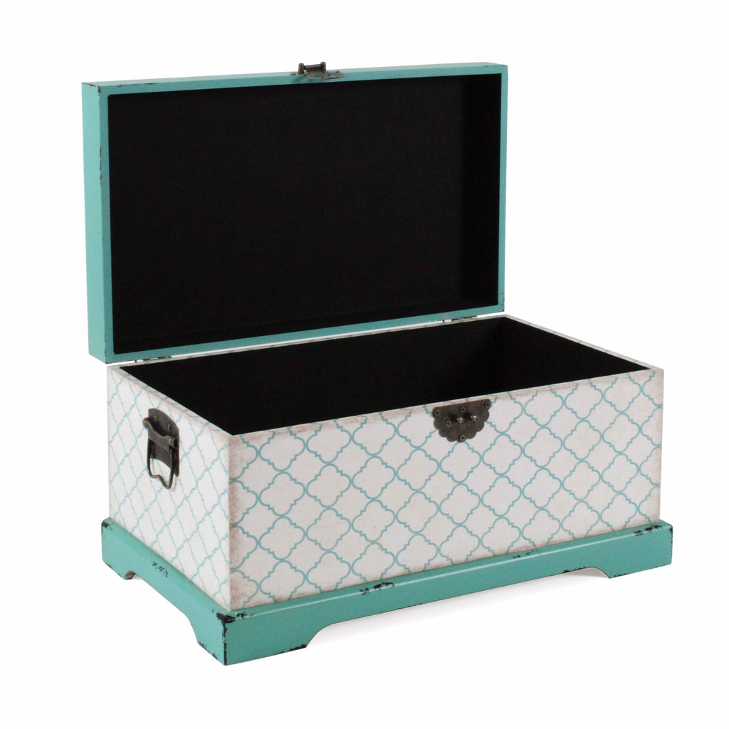 Bauli in MDF a fantasia multicolore, set di 3, 65x38x35 cm