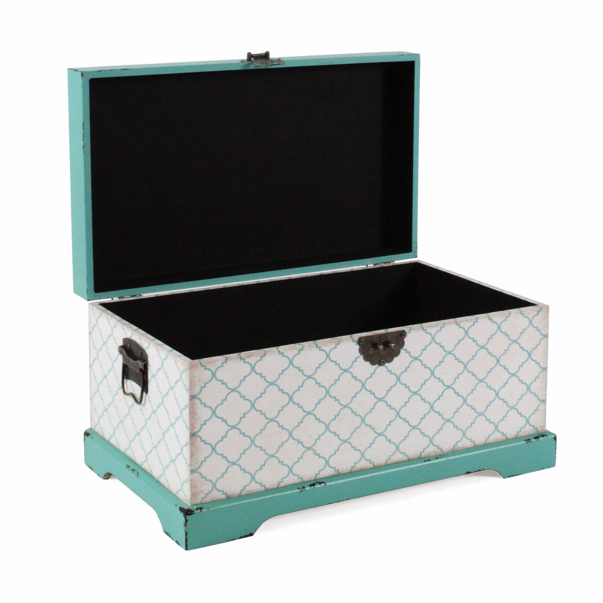 Bauli in MDF a fantasia multicolore, set di 3, 65x38x35 cm