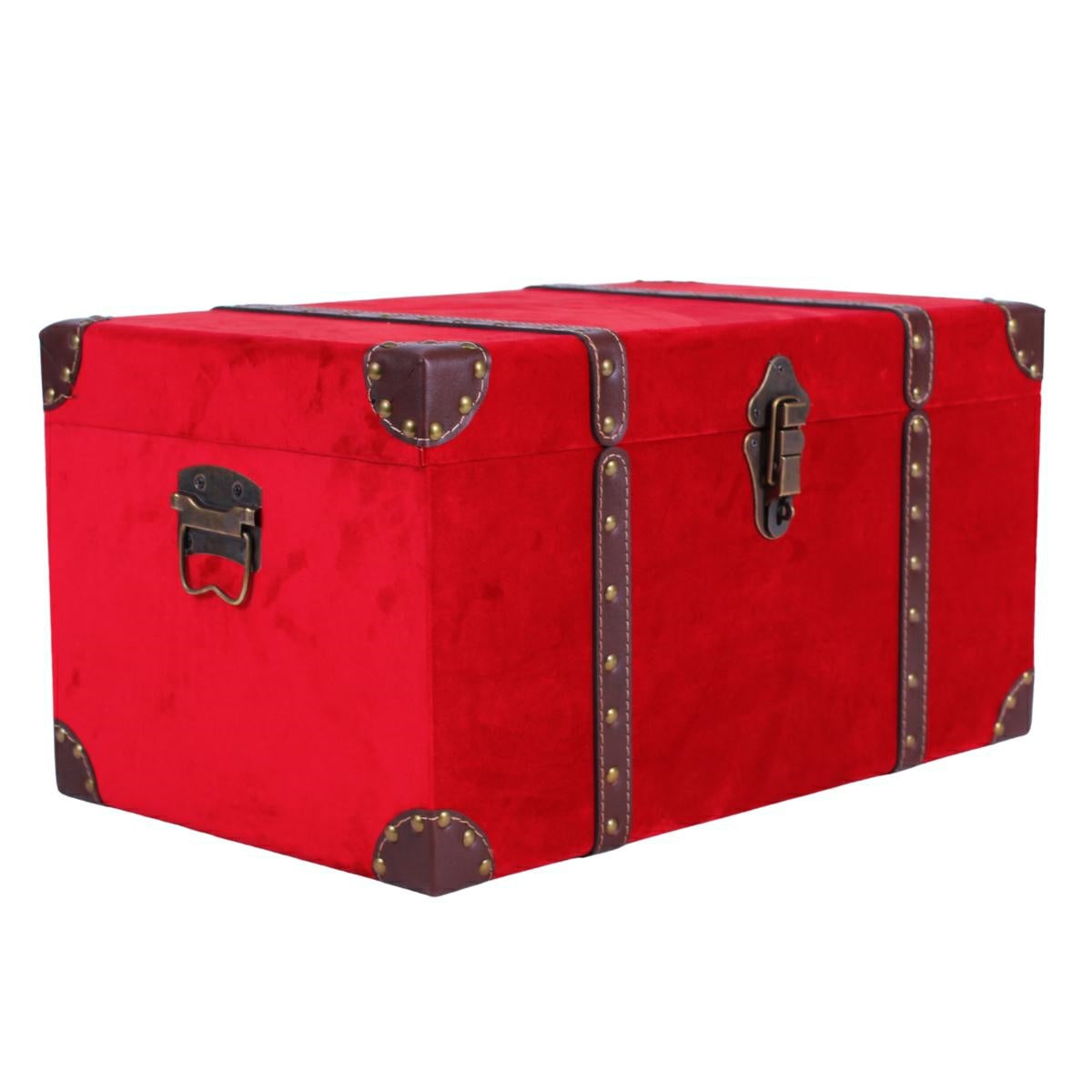 Baule in velluto rosso, 48x29x25 cm