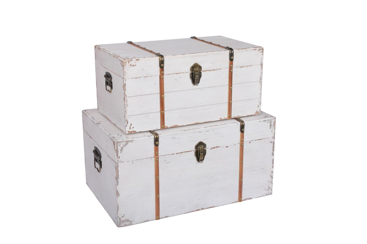 Baule in legno sbiancato 55X36H28 |