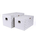 Baule in legno bianco effetto mosaico, 60x35x33 cm