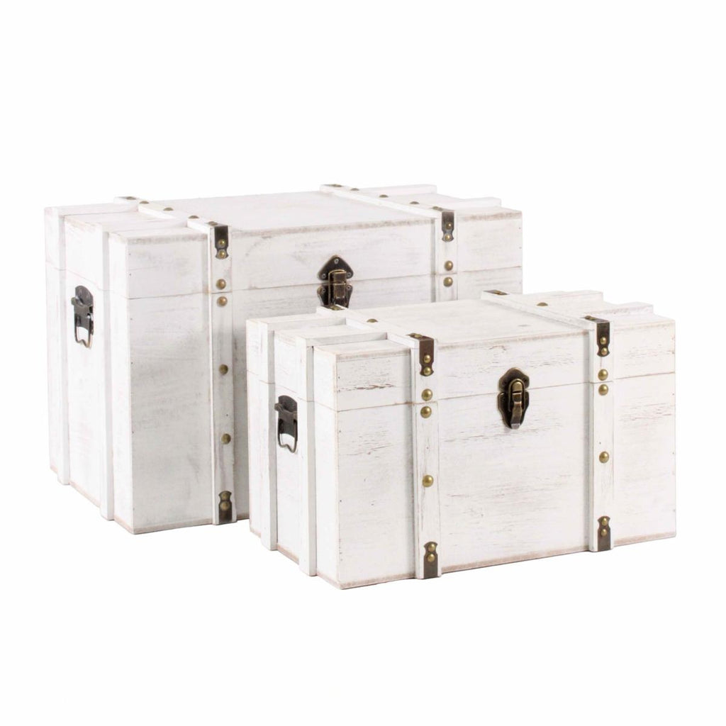 Baule in mdf sbiancato, 54x36H36 cm, set di 2