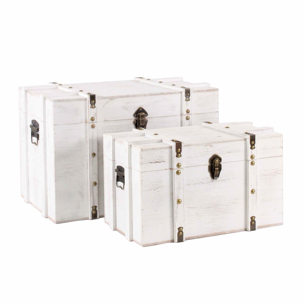 Baule in mdf sbiancato, 54x36H36 cm, set di 2