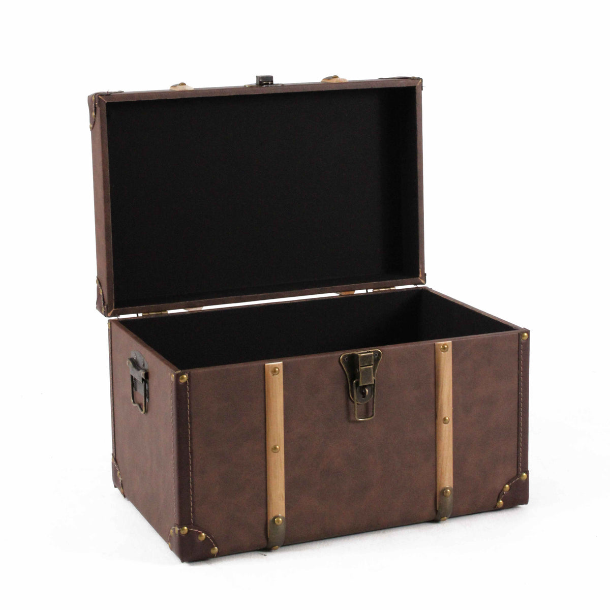 Baule in MDF e PU marrone, set di 3, 52x35x35 cm