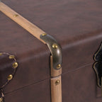 Baule in MDF e PU marrone, set di 3, 52x35x35 cm