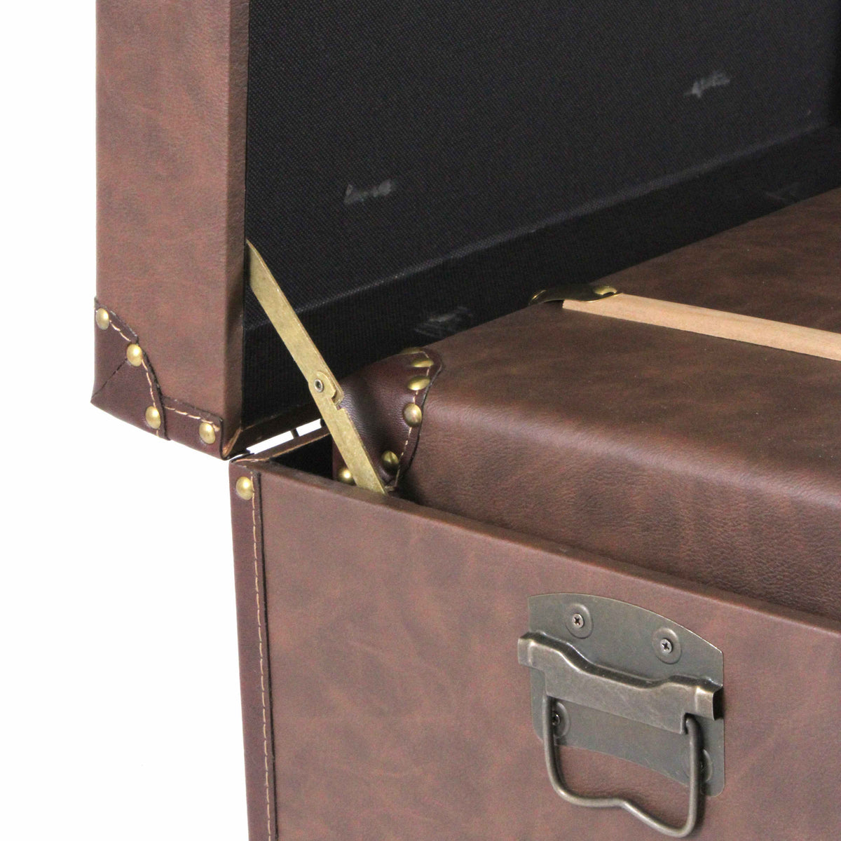 Baule in MDF e PU marrone, set di 3, 52x35x35 cm
