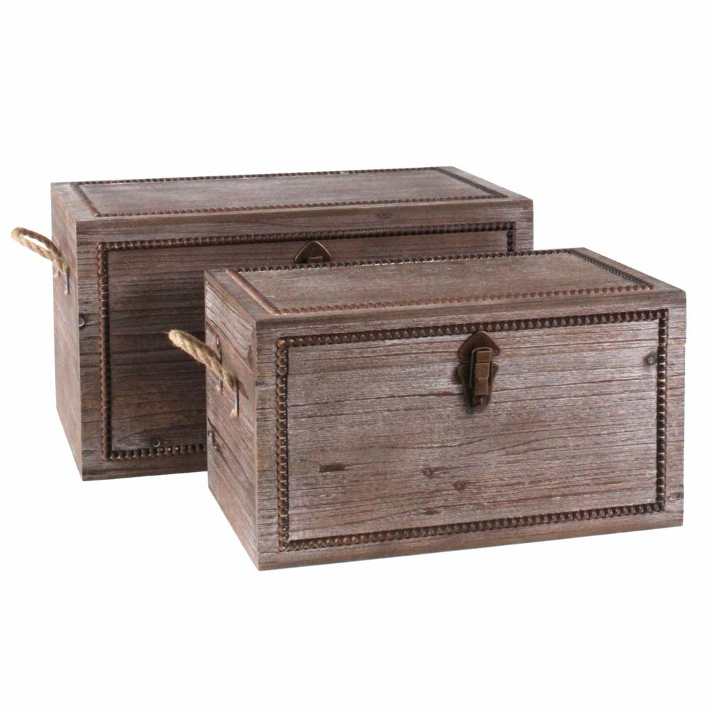 Baule in legno invecchiato, set di 2, 60x35H33 cm