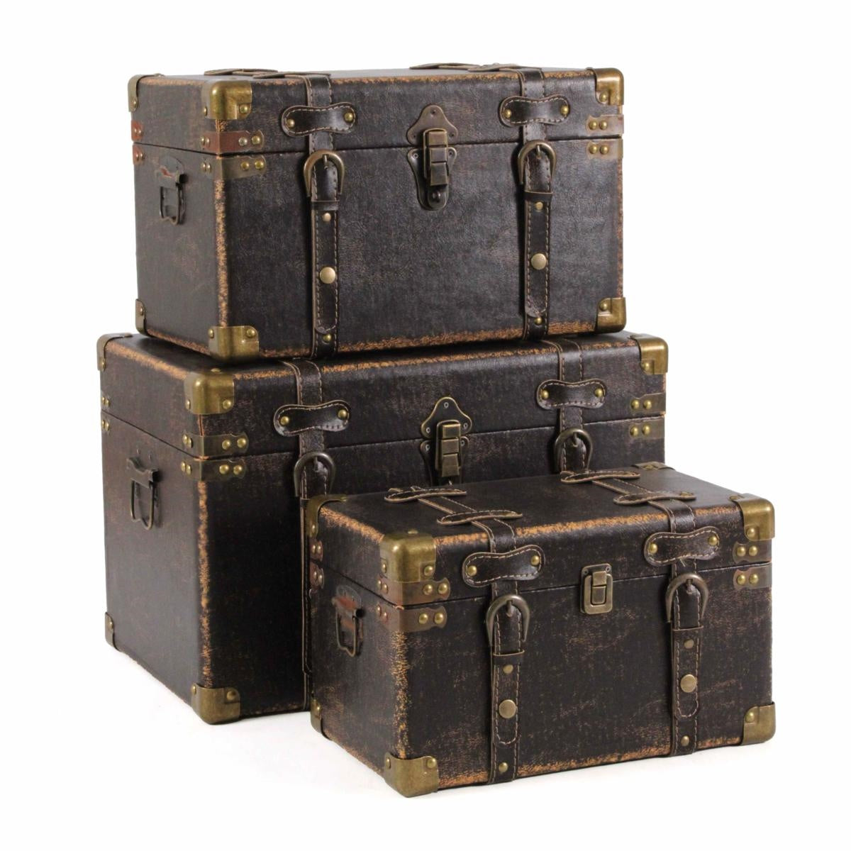 Baule in mdf/PU nero, 46x30x30 cm