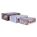 Valigie in MDF e PU Planisfero, set di 3, 40x30x15 cm