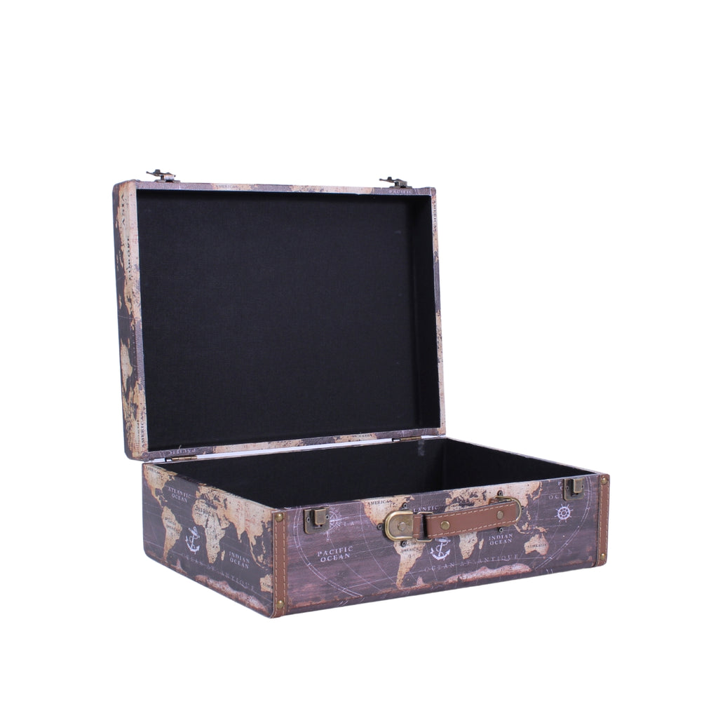 Valigie in MDF e PU Planisfero, set di 3, 40x30x15 cm