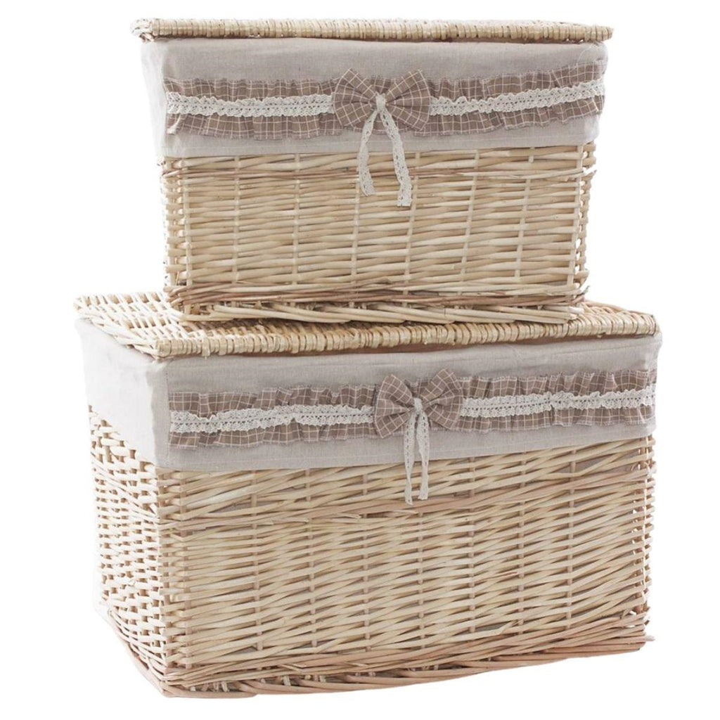 Bauli in vimini con fodera, set da 2, 60x40x40 cm