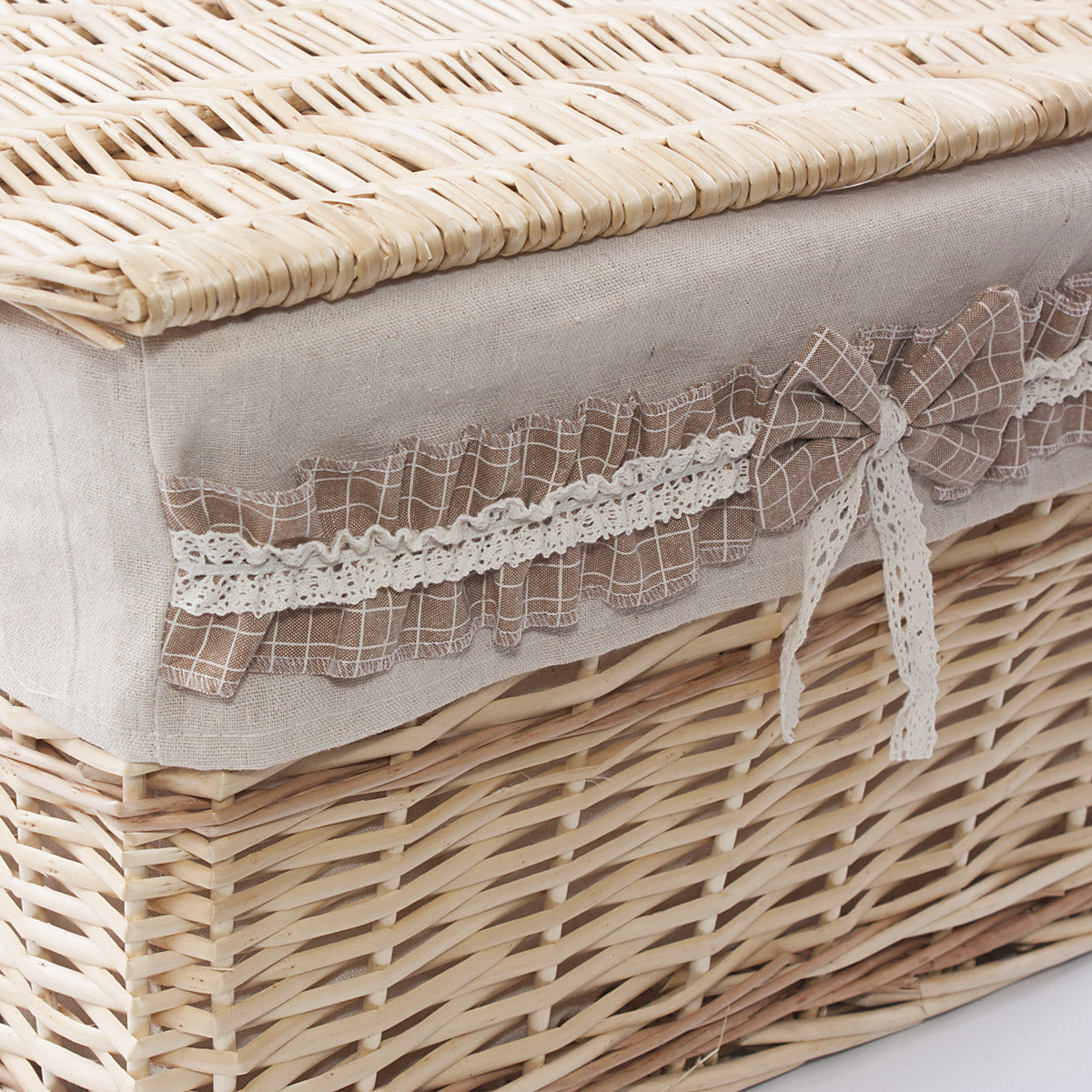 Bauli in vimini con fodera, set da 2, 60x40x40 cm