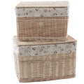 Bauli in vimini con fodera, set di 2, 60x40x40 cm