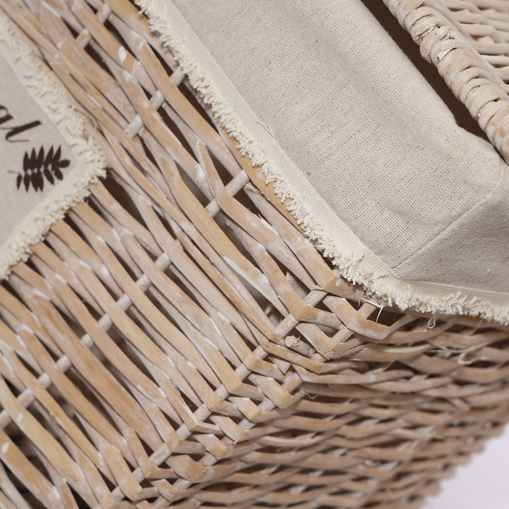 Bauli in vimini sbiancato, set di 2, 60x40x40 cm