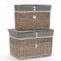 Baule in vimini con fodera, 60x40H40 cm, set di 2