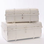 Baule in metallo bianco, 70x40H30 cm