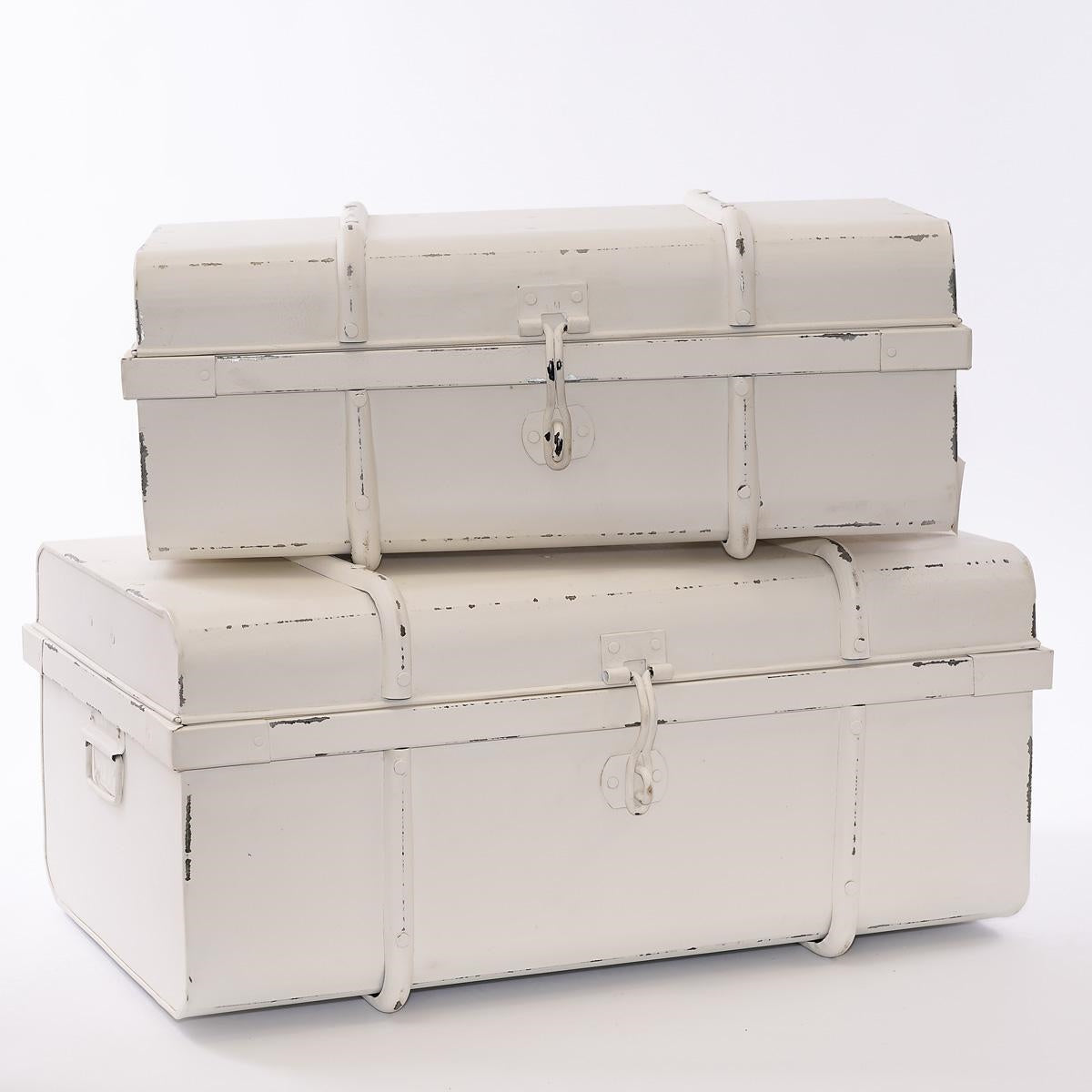 Baule in metallo bianco, 70x40H30 cm